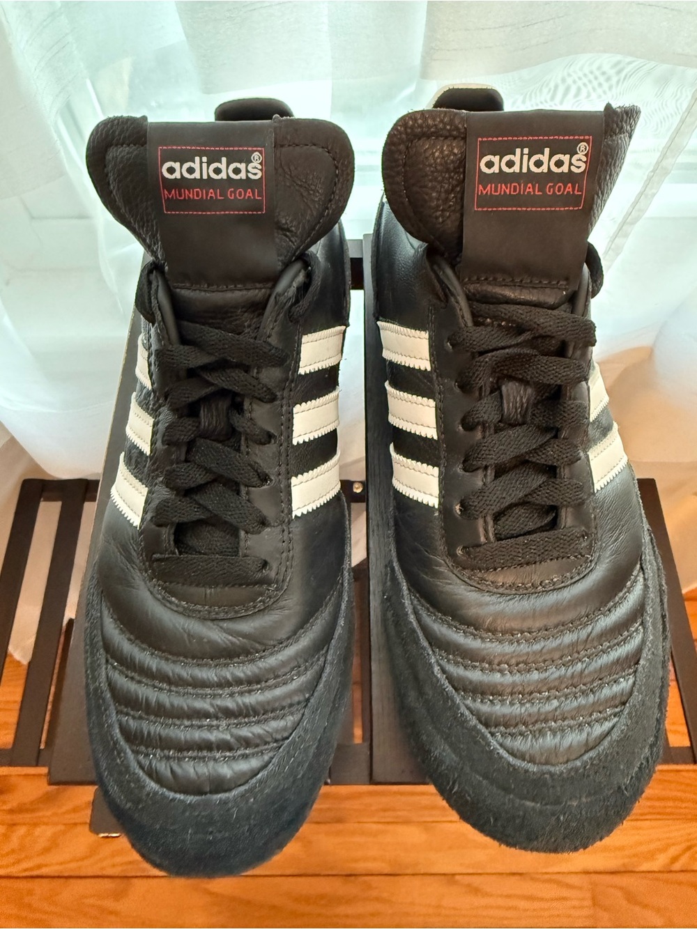 adidas Black and White Mundial Goal Leather Soccer Sneakers - Men’s size 6